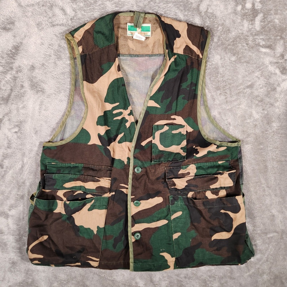 Game Winner Hunting Vest Mens XL/XXL Camo Excellent Mesh Back Utility Game Bag